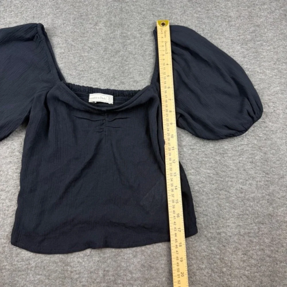 Abercrombie & Fitch Puff Sleeve Top Women's XS Black Smocked Back Square‎ Neck